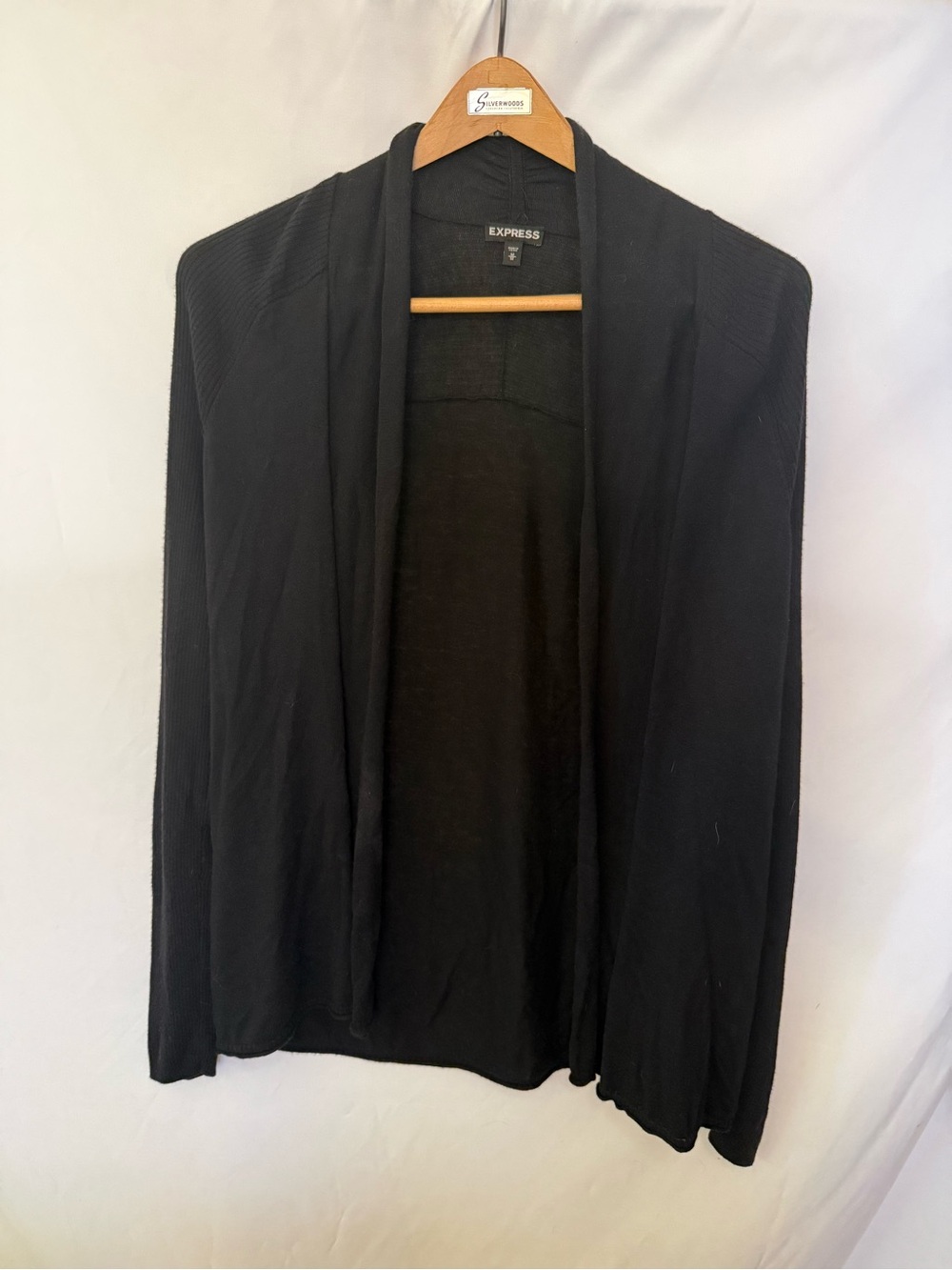 Express Women's Black Open-Front Lightweight Cardigan women’s Medium